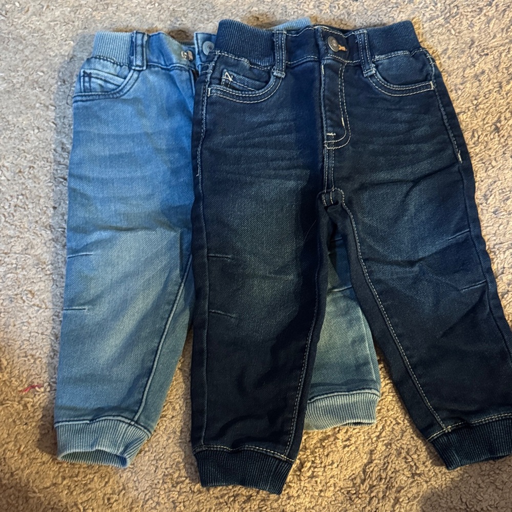 LEVIS 18 month Stretch Denim Jogger Pants — Light Blue & Dark Blue- Set of 2